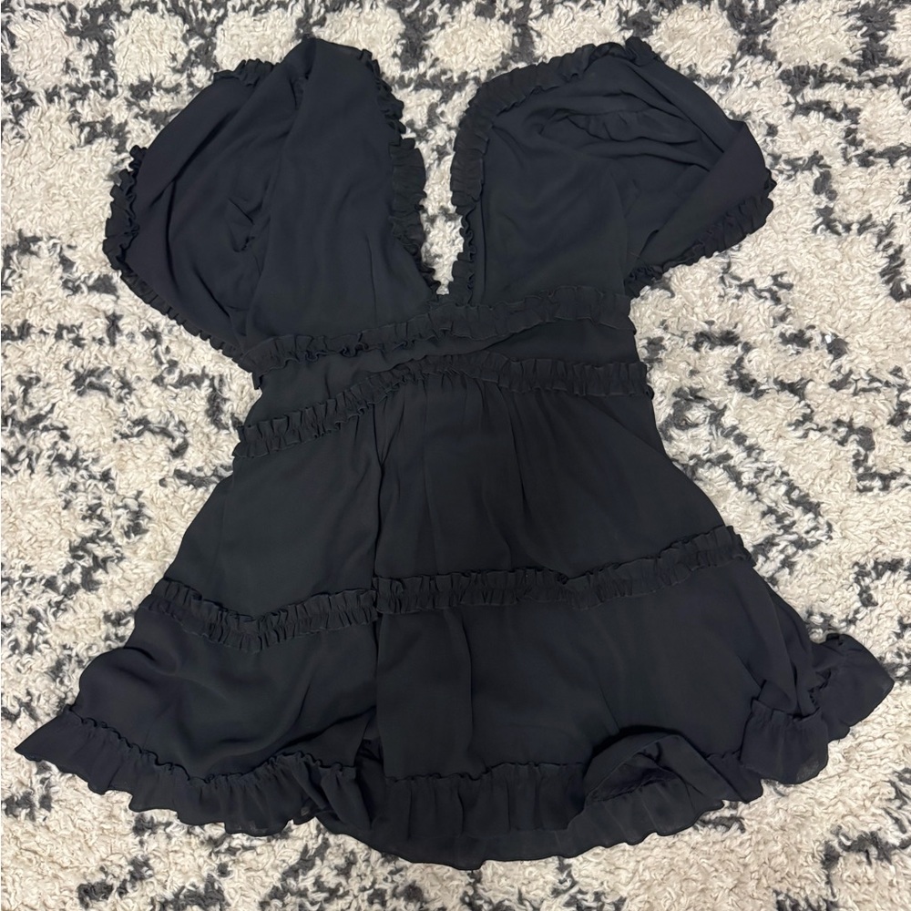 Black Ruffled Mini Dress